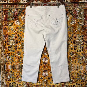 NWT Nine West Embellished Bling Pocket Off-White Cropped Jeans 12/31